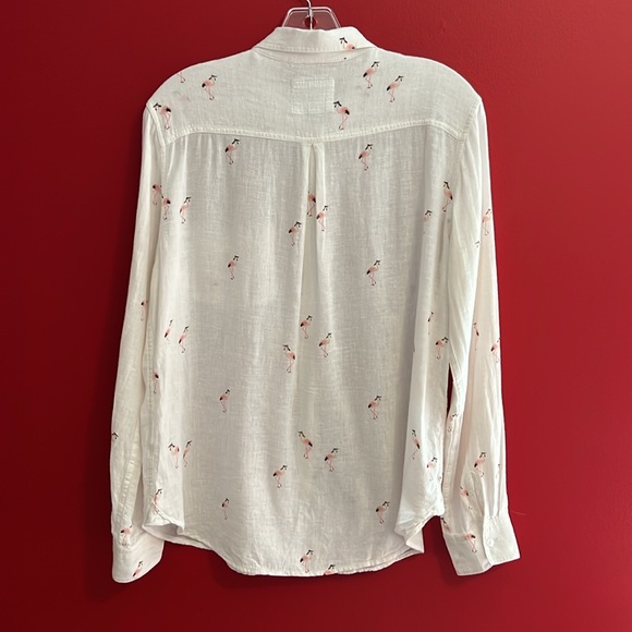Rails Charli Retro Flamingos Linen Blend Long Sleeve Button Down Shirt S - Picture 5 of 7